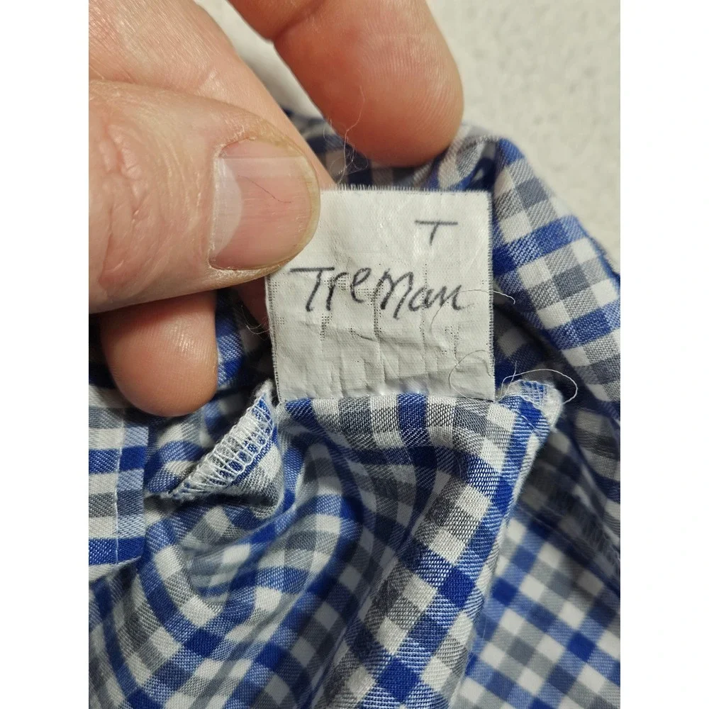 Van Heusen Mens Flex Collar‎ Regular Fit Gingham Dress Shirt Blue Grey 17 34/35